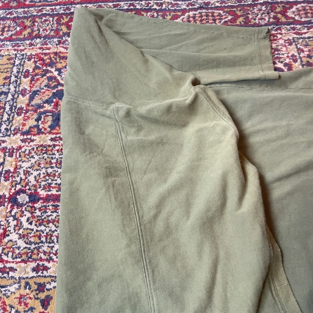 VTG 80s 90s Lands End Crew Neck Long Sleeve T-Shirt Olive Green Cotton XL ribbed
